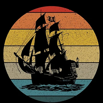 Vorschaubild zum Design Retro Pirate Ship Sailing Love Vintage Sunset Pirate Ship Gear von DynamicDesign