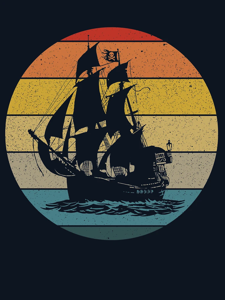 Thumbnail 6 von 6, Leichter Pullover, Retro Pirate Ship Sailing Love Vintage Sunset Pirate Ship Gear designt und verkauft von DynamicDesign.