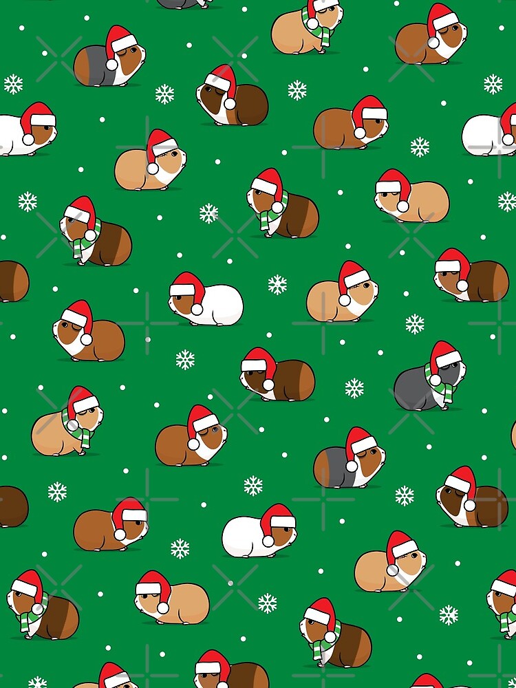 Thumbnail 3 of 3, Drawstring Bag, Christmas Guinea pigs - green designed and sold by littlearrow.