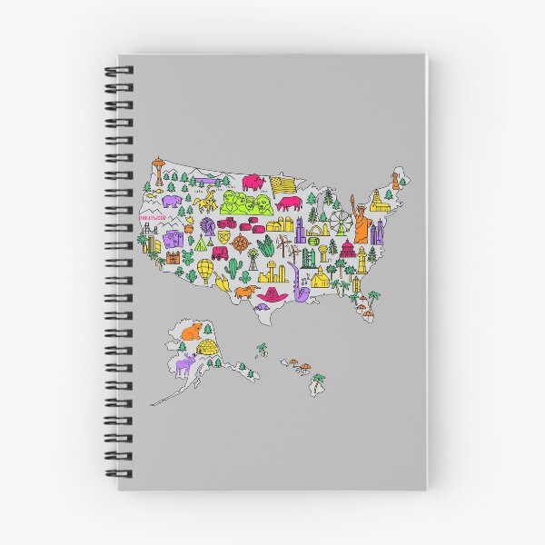 Item preview, colored hand drawn doodle USA map, US Doodle Elements, United state map cartoon style designed and sold by mashmosh.