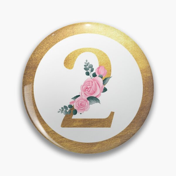 Item preview, Number 2 Two Monogram Elegant Feminine Pink Floral & Gold Round Circle designed and sold by CyanSkyDesign.