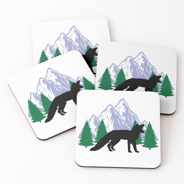 Item preview, fox animal silhouette mountain tree christmas designed and sold by alaechamlal.