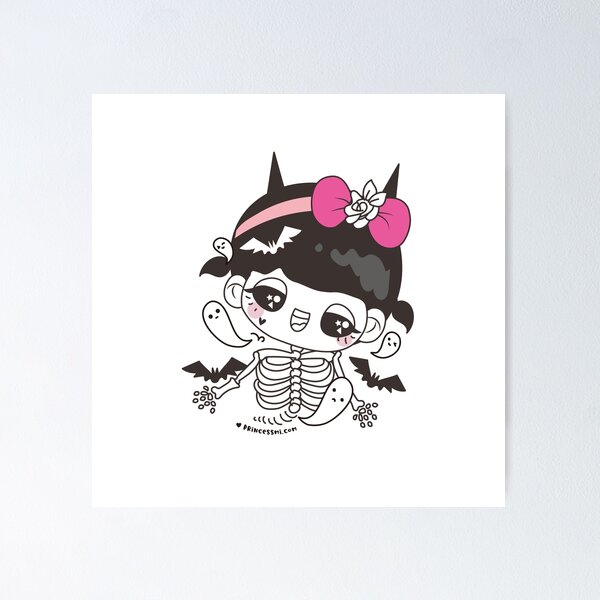 Item preview, kawaii lindo fantasma lindo cráneo, linda chica de halloween designed and sold by princessmi-com.
