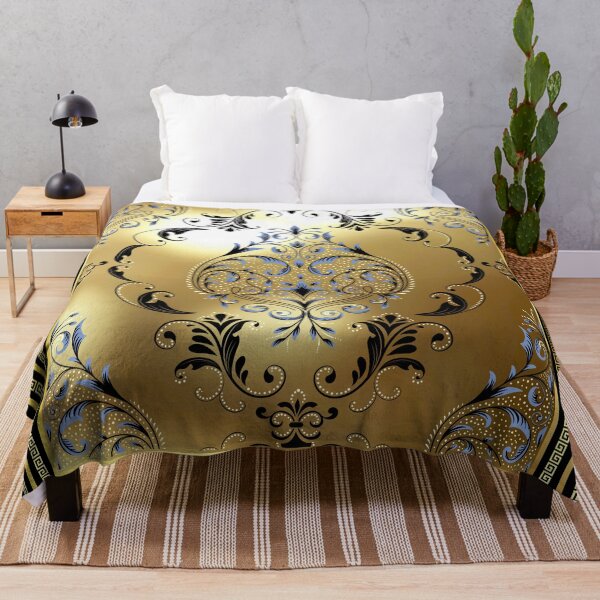 Item preview, Greek Keys Floral Black Gold designed and sold by Yiorgos Designs.