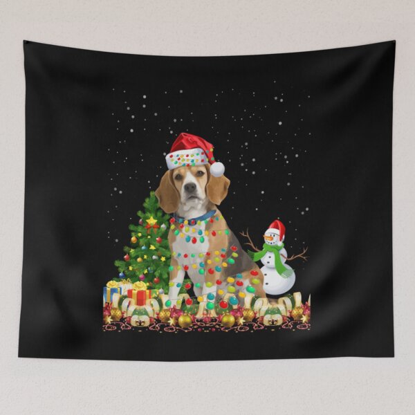Artikelvorschau, Beagle Hund Weihnachtsmütze Christmas Dog Light Tree Xmas entworfen und verkauft von thanshirts.