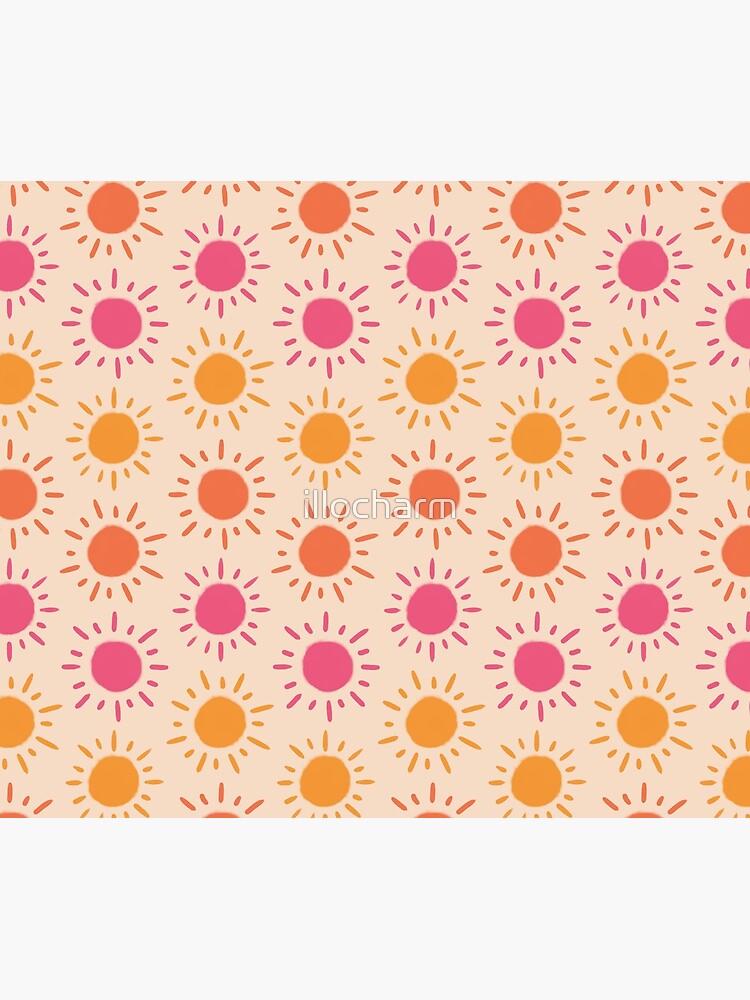 Disover Groovy Retro Sun Pattern - Tan Orange Pink Palette Shower Curtain