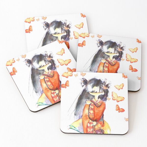 Item preview, Japanese with orange butterflies designed and sold by PinceauDansant.