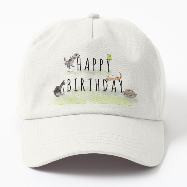 Cute Happy Birthday Animals and Pets Illustration Dad Hat