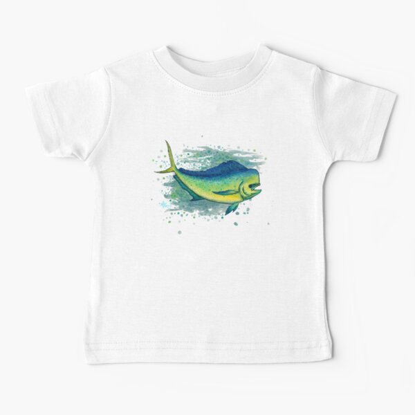 "Mahi Mahi Splash" by Amber Marine ~ watercolor & ink dolphin fish / dorado painting, art © 2016 Baby T-Shirt