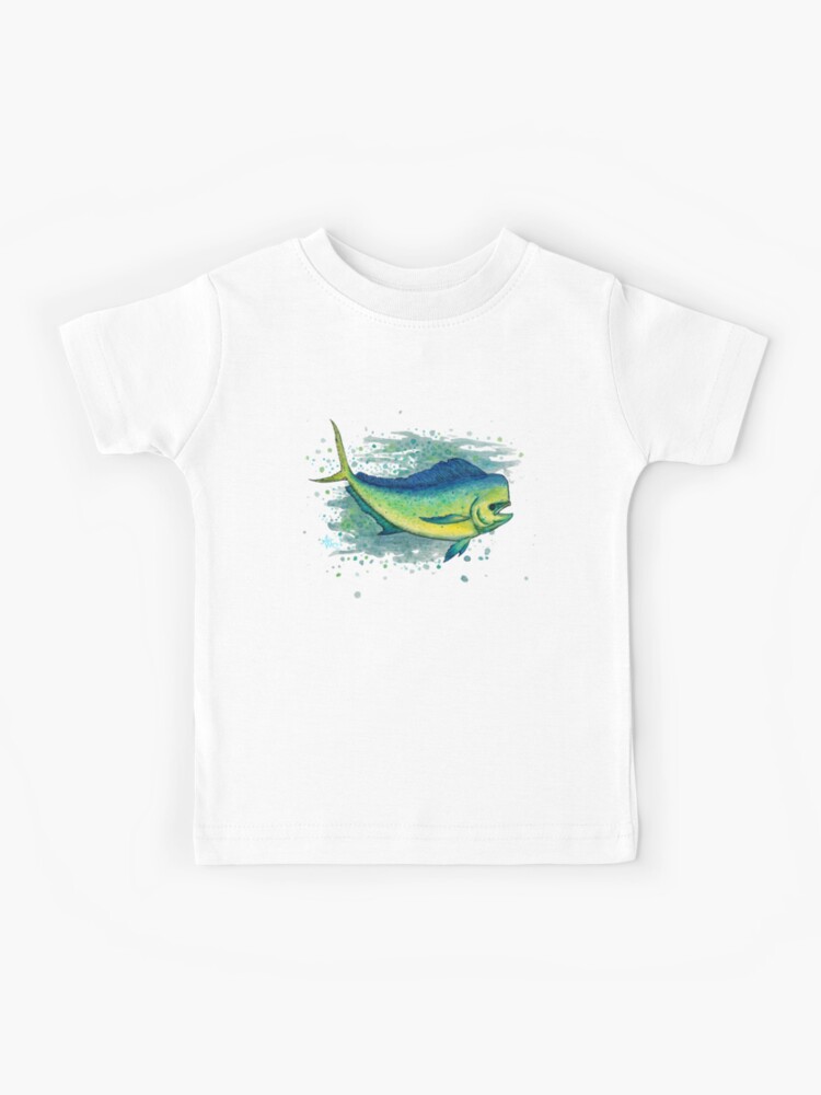 Mahi Mahi Splash by Amber Marine ~ watercolor & ink dolphin fish / dorado  painting, art © 2016 | Kids T-Shirt