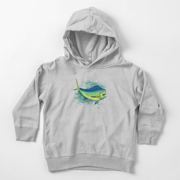 "Mahi Mahi Splash" by Amber Marine ~ watercolor & ink dolphin fish / dorado painting, art © 2016 Toddler Pullover Hoodie