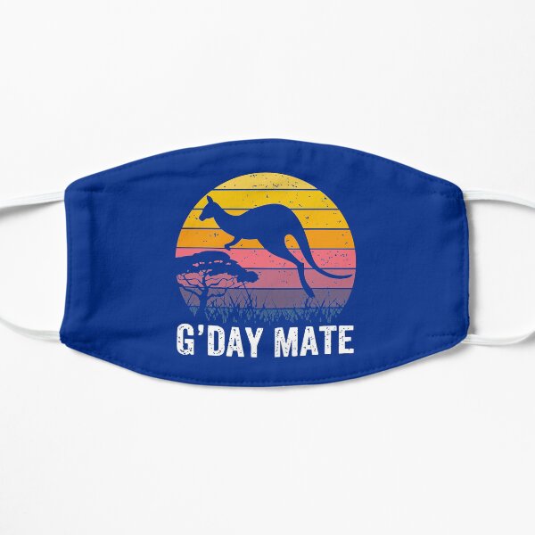 Australia G'Day Mate Shirt Funny Kangaroo Australian Symbol Flat Mask