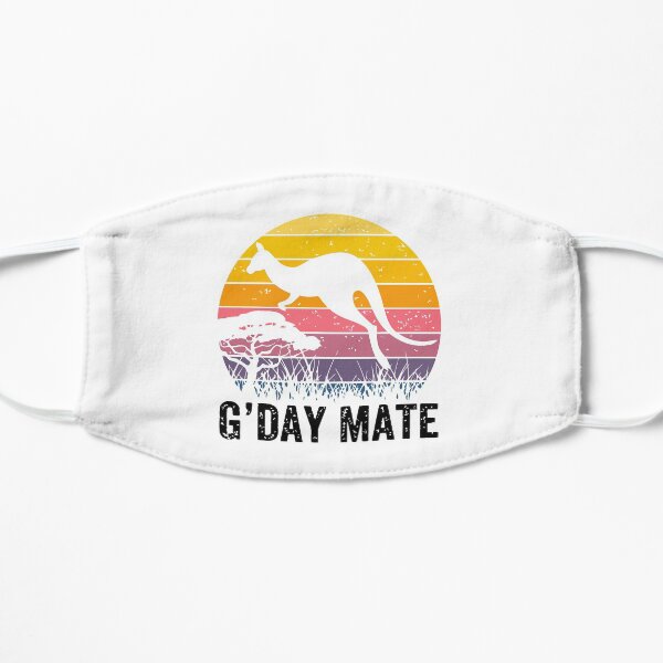 Australia G'Day Mate Shirt Funny Kangaroo Australian Symbol Flat Mask