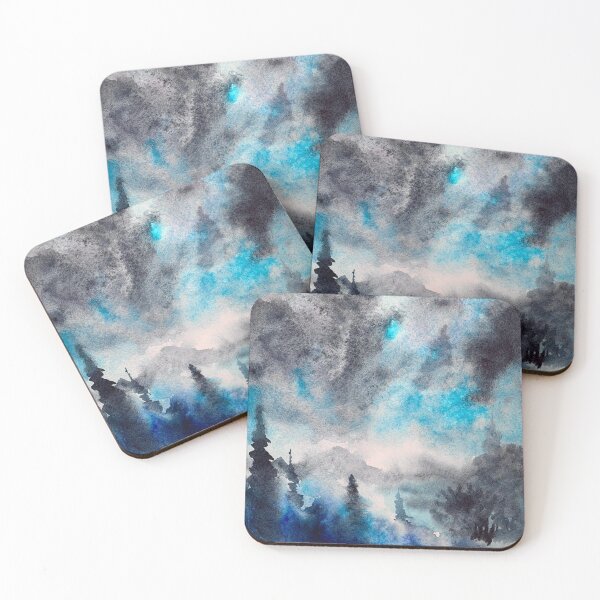 Item preview, Frosty winter abstract landscape painting designed and sold by DaryaGeft.