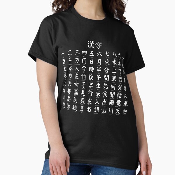 Vista previa del artículo con la obra «Tabla Kanji Inicial -Negro-», diseñado y vendido por kanjisetas.