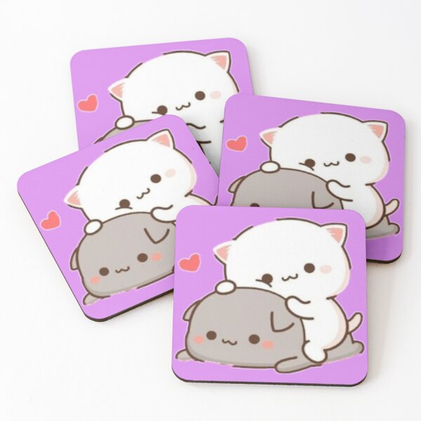 Item preview, two cats, white sitting on gray, playing next to a red heart designed and sold by filon19931.