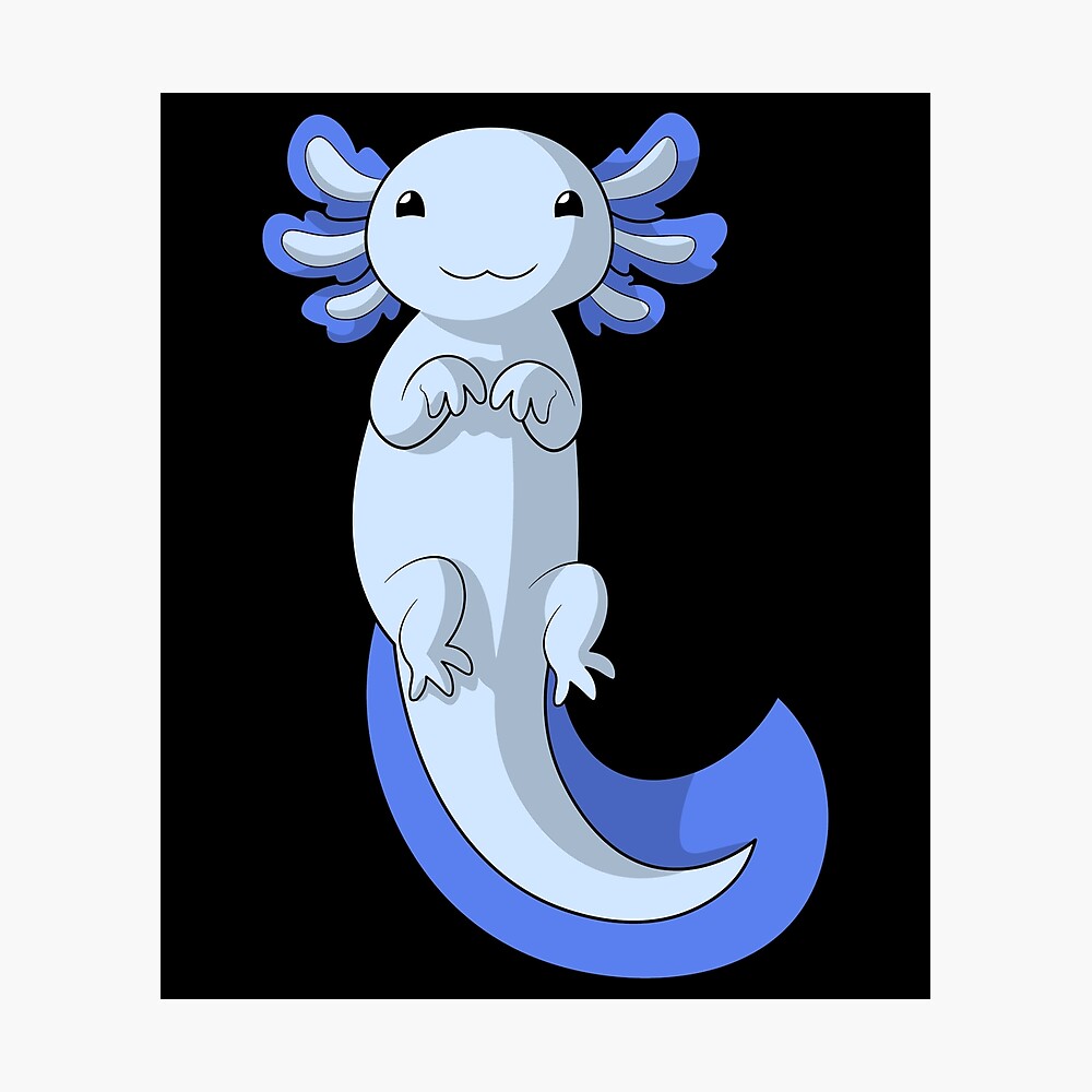 Blue Axolotl | Cute Anime Axolotl Illustration\