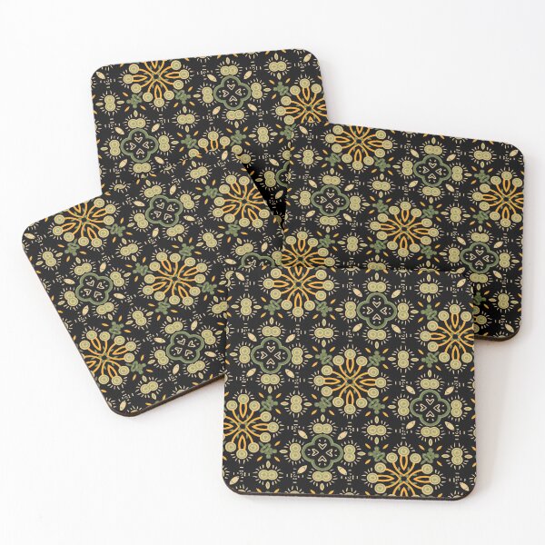 Item preview, Detailed Intricate Orange, Black and Green Geometric Repeating Pattern designed and sold by cozycaroline.