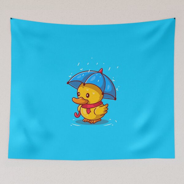 Item preview, Cute duck in the rain with umbrella cartoon designed and sold by Bantam Studio.