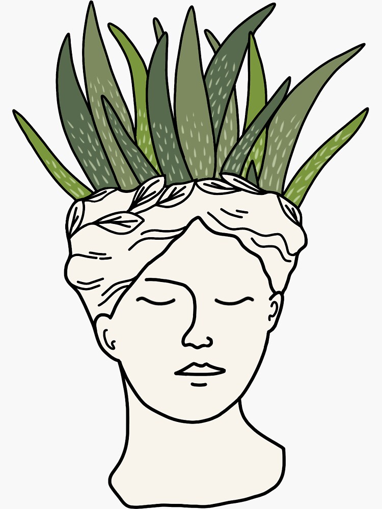 Thumbnail 3 of 3, Sticker, Succulent statue pot designed and sold by riley17.