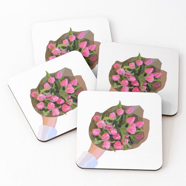 Aperçu de l'œuvre Sticker Bouquet de tulipes roses créée et vendue par Erin Drazdzinski.