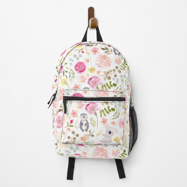 Item preview, Watercolor illustration of koala, penguin and puppy with botanical florals designed and sold by Harpley Design Studio.