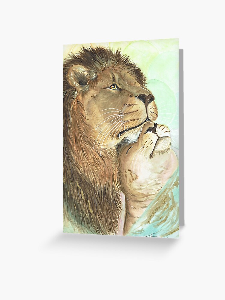 Tarjetas de felicitación «en armonía-pareja de leones» de Nekospencilart |  Redbubble
