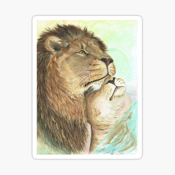in harmony- lion couple Sticker