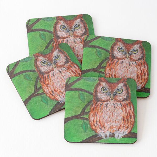 Item preview, Red screech owl little owlet baby owl designed and sold by fantasyartbyowl.