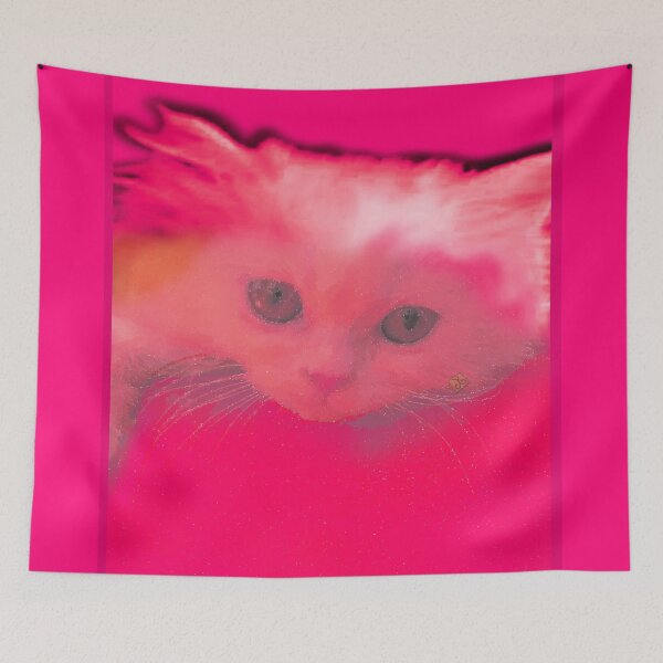 Item preview, White Persian Fluffy Cat Vanda Portrait in Pink (Photo by ACCI) designed and sold by VanyssaGraphics.