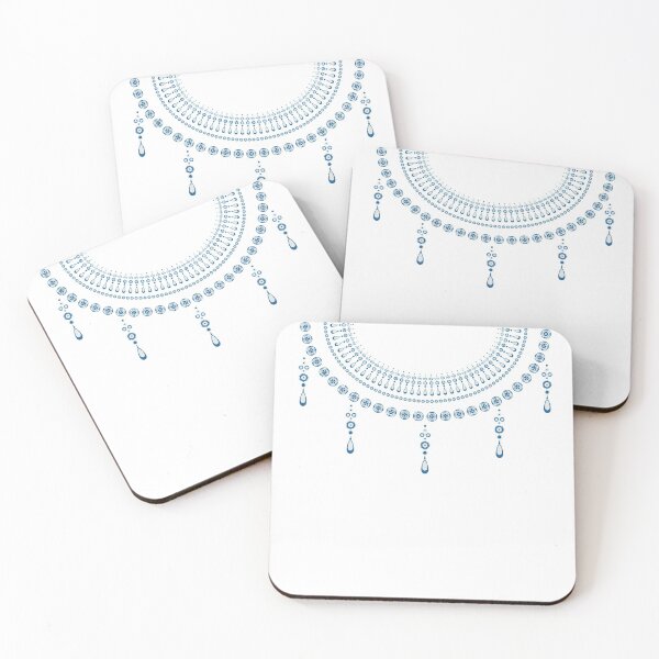 Item preview, Vector design for collar shirts and blouses. Blue ethnic flowers neck line. Embroidery for Fashion Feather Necklace designed and sold by Babadollcraft.