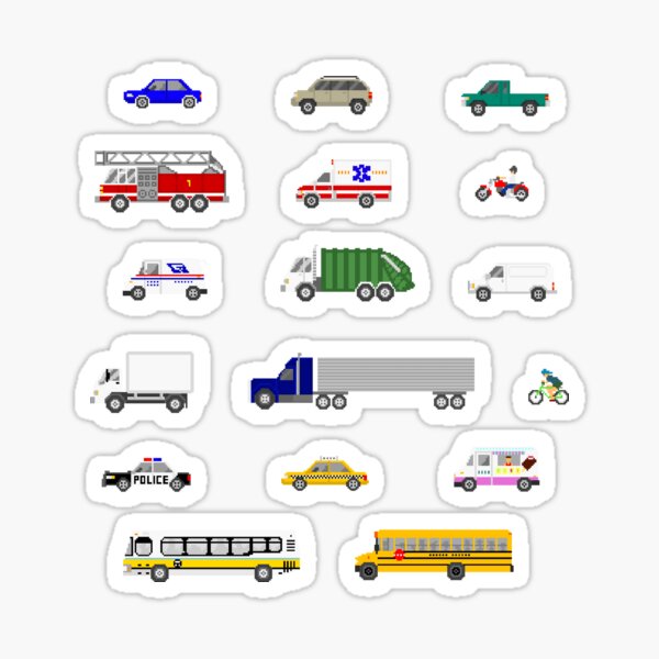 Street Vehicles - The Kids' Picture Show - 8-bit Sticker