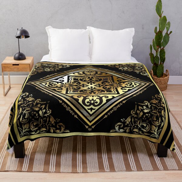 Item preview, Greek Keys Ornate Floral Black Gold Black designed and sold by Yiorgos Designs.