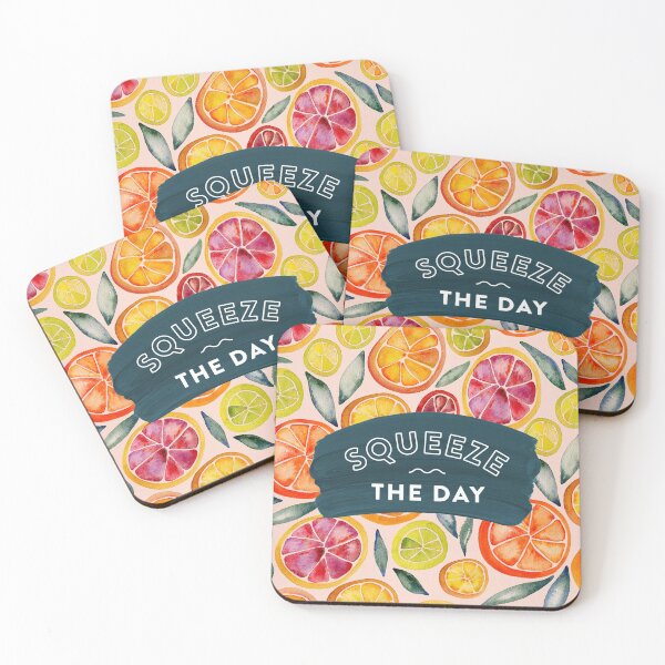 Item preview, Squeeze the Day – Teal & Pink designed and sold by Cat Coquillette.