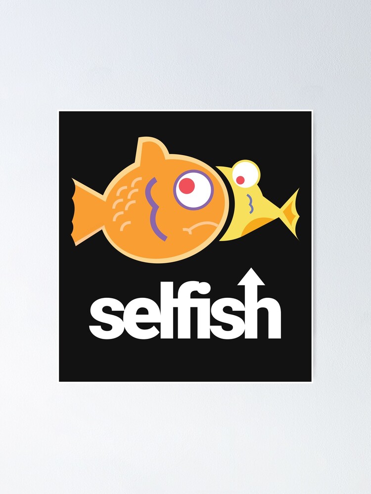 Póster «Pez pequeño de diseño egoísta tratando de comer peces grandes. Un  pez egoísta que no sabe cuándo parar. Dibujos animados de pescado.» de  tiredofwinning | Redbubble