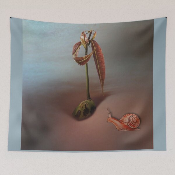 Item preview, Mango seedling in navel with snail *surrealistic photo collage designed and sold by kikidu21.