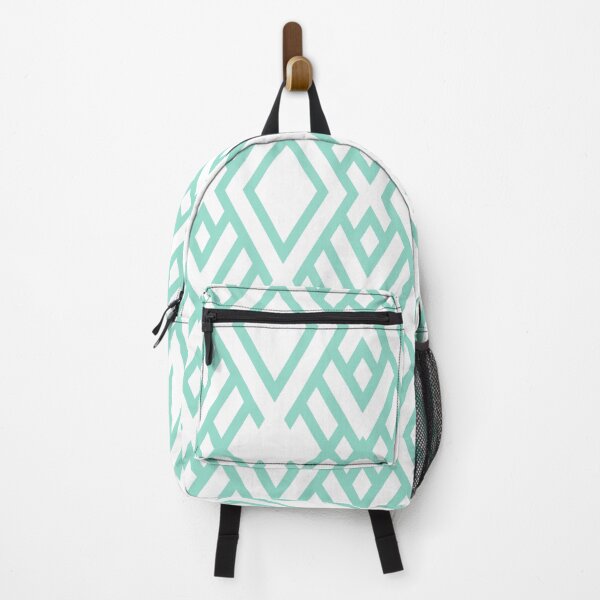 Item preview, Aqua and White Ornamental Geometric Stripe Pattern Pairs PANTONE Beach Glass 13-5412 2022 Trending Color designed and sold by ColorOfTheYears.