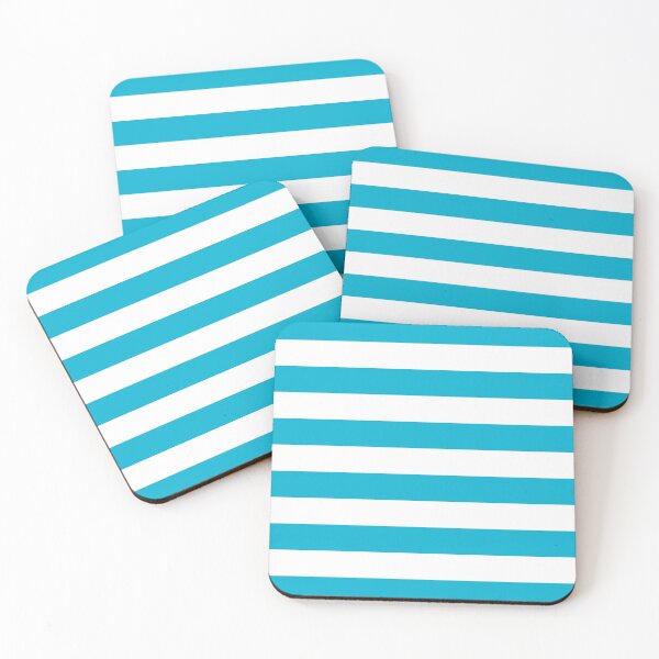 Item preview, Blue and White Horizontal Stripe Pattern Pairs PANTONE Blue Atoll 16-4535 2022 Trending Color - Hue - Shade - Colour designed and sold by ColorOfTheYears.