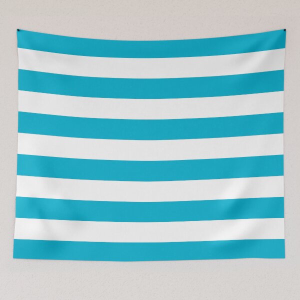 Item preview, Blue and White Horizontal Stripe Pattern Pairs PANTONE Blue Atoll 16-4535 2022 Trending Color - Hue - Shade - Colour designed and sold by ColorOfTheYears.