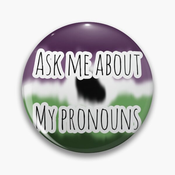 Item preview, Voidpunk Ask Me About My Pronouns Badge designed and sold by nerusrighthand.