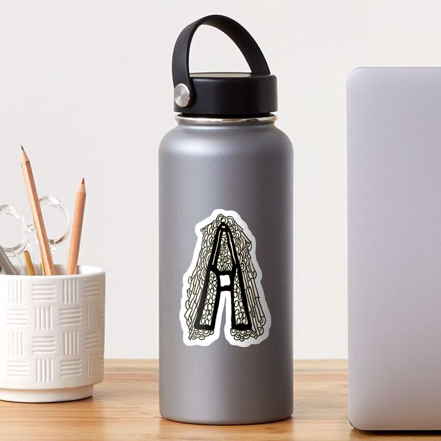 Upper case black and white alphabet Letter A Sticker
