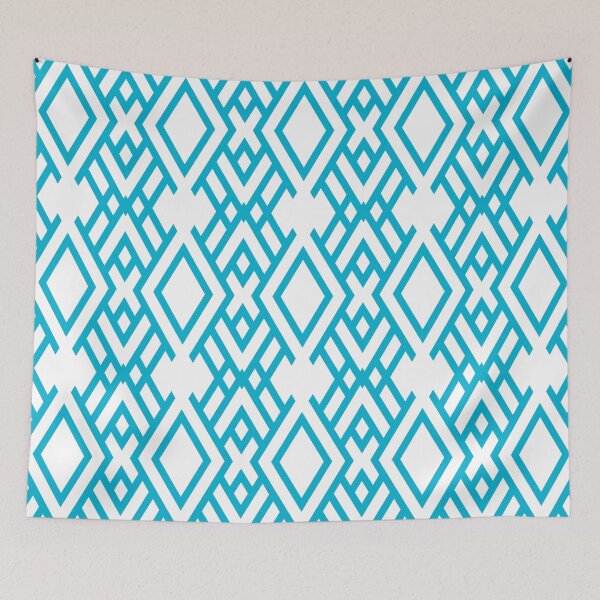Item preview, Blue and White Ornamental Geometric Stripe Pattern Pairs PANTONE Blue Atoll 16-4535 2022 Trending Color - Hue - Shade - Colour designed and sold by ColorOfTheYears.