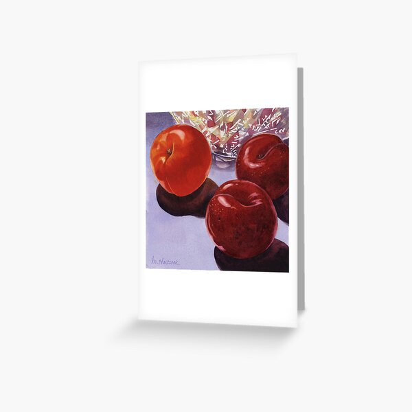 Nectarine and Two Plums Greeting Card