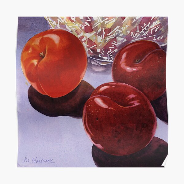 Nectarine and Two Plums Poster