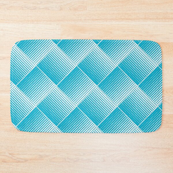 Item preview, Blue and White Square Mosaic Stripe Pattern Pairs PANTONE Blue Atoll 16-4535 2022 Trending Color - Hue - Shade - Colour designed and sold by ColorOfTheYears.