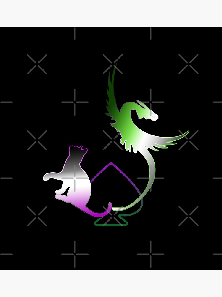Disover aromantic asexual pride flags dragon and cat subtle symbol - lgbtqia+ aroace Premium Matte Vertical Poster