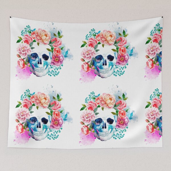 Item preview, colourful skull among flowers.....!! designed and sold by VIVEK KUMAR RAI.