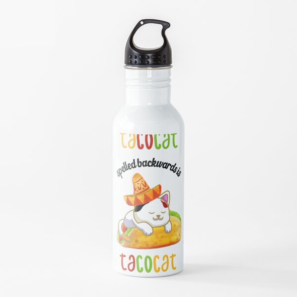 taco cat spelled backwards is tacocat Water Bottle