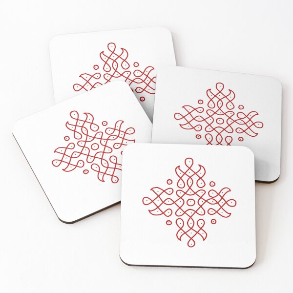 Item preview, Dot Kolam, Red transparent Kolam, Muggu, rangoli designed and sold by HariniArts.