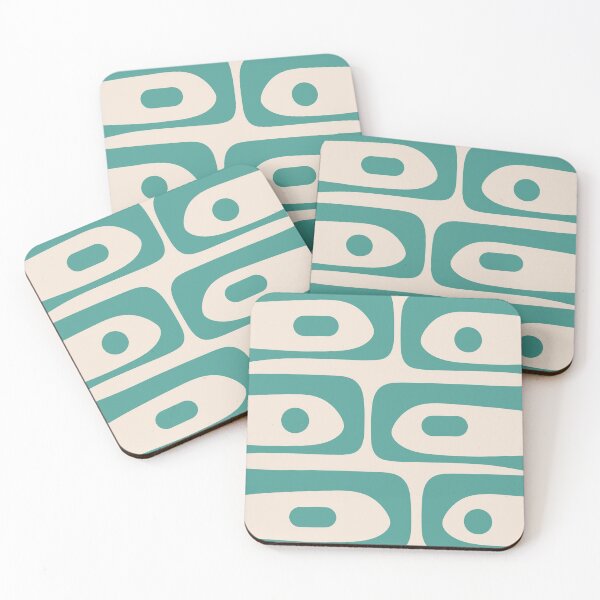 Item preview, Mid-Century Mod Piquet Minimalist Retro Abstract Buff and Vintage Teal designed and sold by kierkegaard.